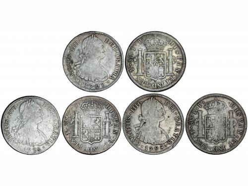 CARLOS IV. Lote 3 monedas 8 Reales. 1795, 1797 y 1798. POTOS