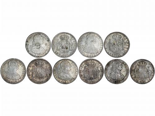 CARLOS IV. Lote 5 monedas 8 Reales. 1801 a 1808. POTOSÍ. P.P