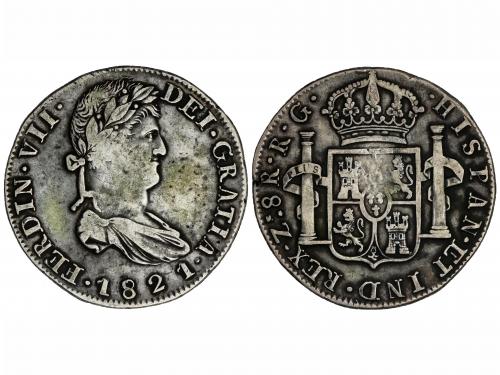 FERNANDO VII. 8 Reales. 1821. ZACATECAS. R.G. 26, 74 grs. Ac