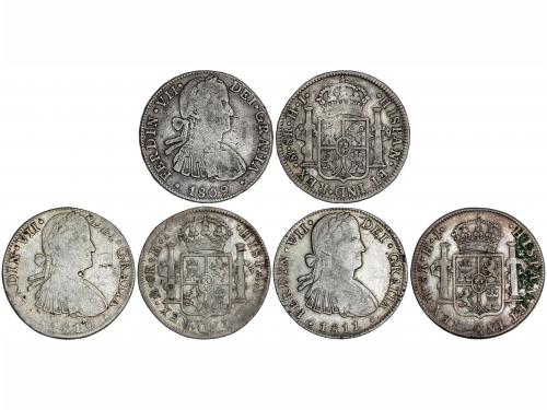 FERNANDO VII. Lote 3 monedas 8 Reales. 1809, 1810 y 1811. MÉ