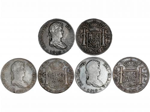 FERNANDO VII. Lote 3 monedas 8 Reales. 1816, 1817 y 1821. LI