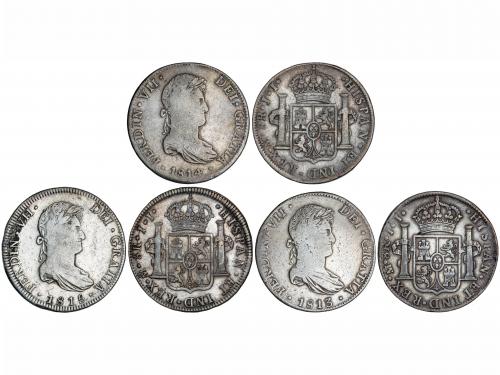FERNANDO VII. Lote 3 monedas 8 Reales. 1813, 1814 y 1815. MÉ