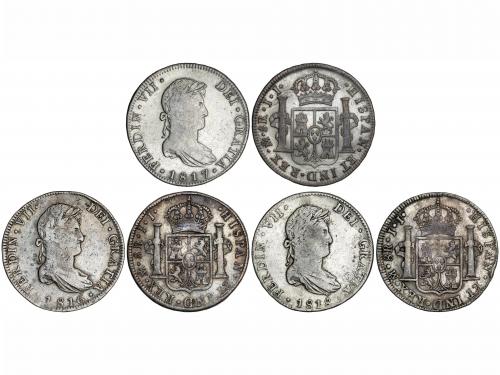 FERNANDO VII. Lote 3 monedas 8 Reales. 1816, 1817 y 1818. MÉ
