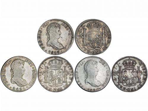 FERNANDO VII. Lote 3 monedas 8 Reales. 1819, 1820 y 1821. MÉ