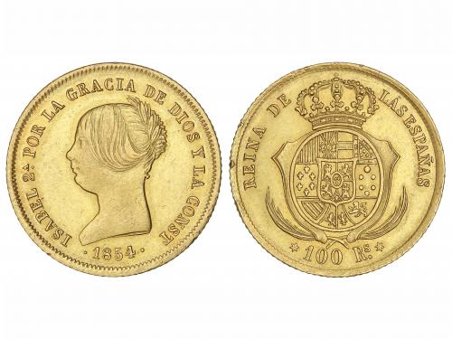 ISABEL II. 100 Reales. 1854. MADRID. 8,29 grs. (Leves golpec