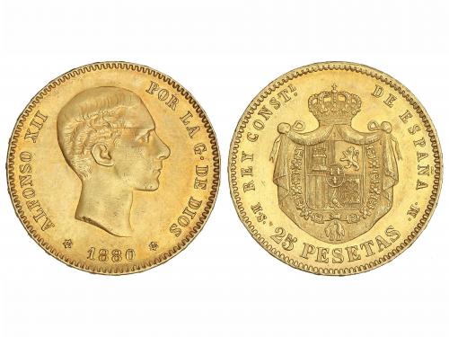 ALFONSO XII. 25 Pesetas. 1880 (*18-80). MS/DE-M. (Levísimas 