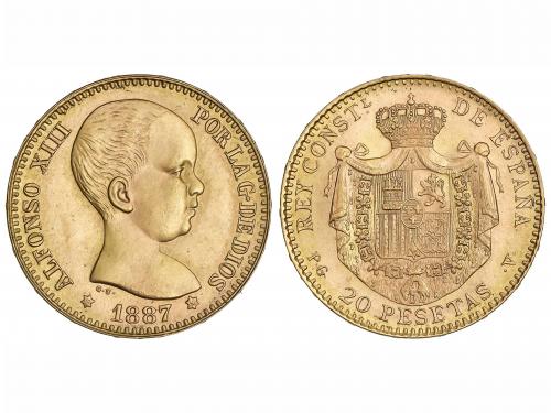REACUÑACIONES OFICIALES. 20 Pesetas. 1887 (*19-62). P.G.-V. 