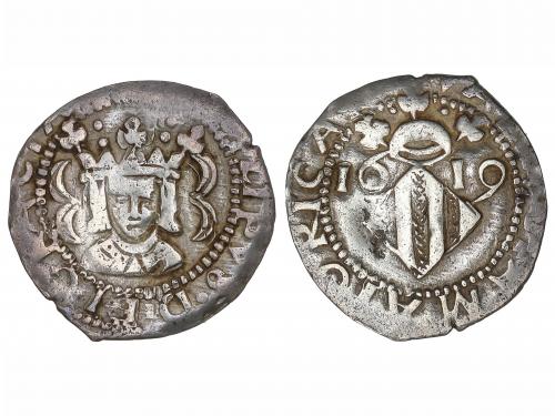 FELIPE III. Divuité. 1619. VALENCIA. 2,00 grs. Sin valor en 
