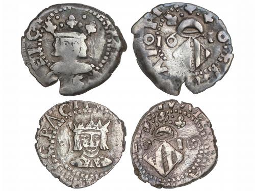 FELIPE III. Lote 2 monedas Divuité. 1610. VALENCIA. 2,14 grs