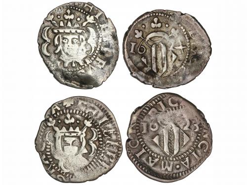 FELIPE IV. Lote 2 monedas Divuité. 1623 y 1624. VALENCIA. 1,