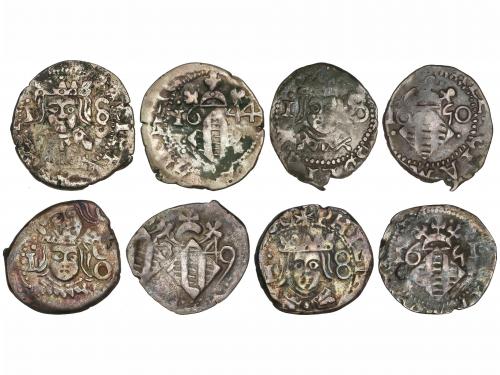 FELIPE IV. Lote 4 monedas Divuité. 1644, 1649, 1650 y 1651. 