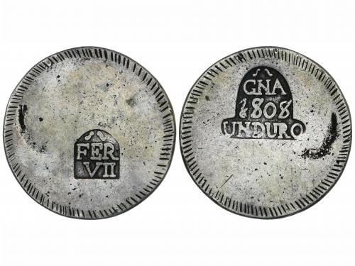 FERNANDO VII. 1 Duro. 1808. GIRONA. 26,36 grs. (Defecto de a