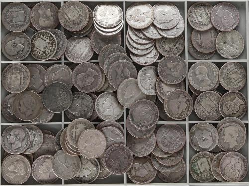 LOTES CENTENARIO. Lote 253 monedas 50 Céntimos (63) y 1 Pese