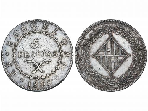 OCUPACIÓN NAPOLEÓNICA de CATALUNYA. 5 Pesetas. 1809. BARCELO