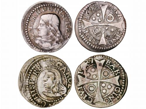 CARLOS II. Lote 2 monedas Croat. 1687 y 1693. BARCELONA. 1,8