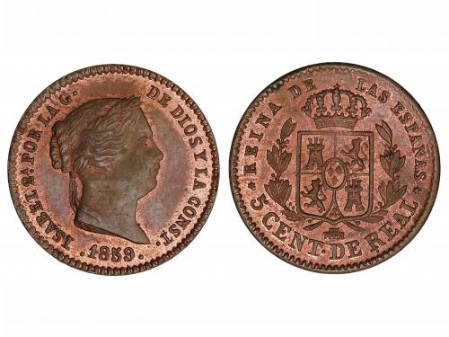 ISABEL II. 5 Céntimos de Real. 1859. SEGOVIA. 2,00 grs. Rest