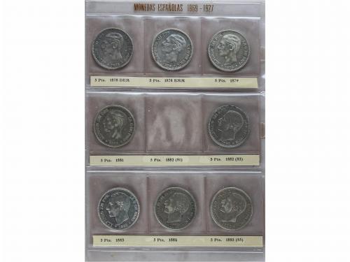 LOTES CENTENARIO. Lote 34 monedas 5 Pesetas. 1870 a 1899. GO