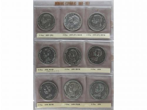 LOTES CENTENARIO. Lote 34 monedas 5 Pesetas. 1870 a 1899. GO