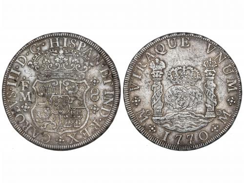 CARLOS III. 8 Reales. 1770. MÉXICO. F.M. 26,74 grs. Columnar