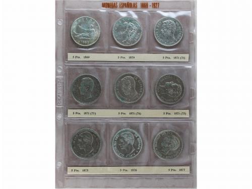 LOTES CENTENARIO. Lote 36 monedas 5 Pesetas. 1870 a 1899. GO