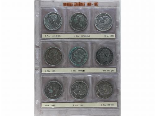 LOTES CENTENARIO. Lote 36 monedas 5 Pesetas. 1870 a 1899. GO