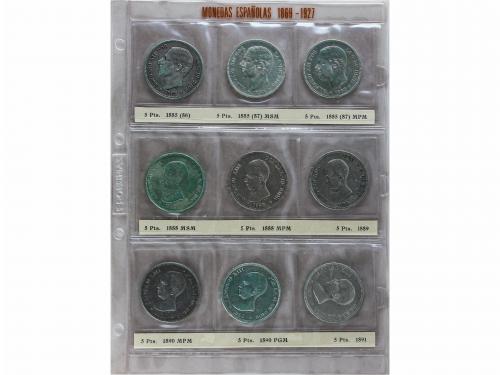 LOTES CENTENARIO. Lote 36 monedas 5 Pesetas. 1870 a 1899. GO