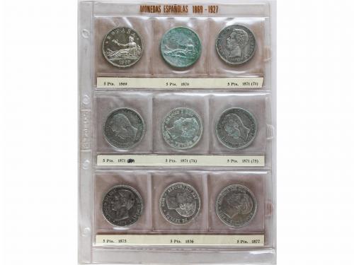 LOTES CENTENARIO. Lote 35 monedas 5 Pesetas. 1870 a 1899. GO