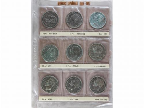 LOTES CENTENARIO. Lote 35 monedas 5 Pesetas. 1870 a 1899. GO