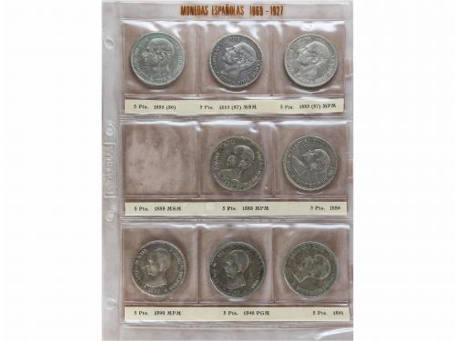 LOTES CENTENARIO. Lote 35 monedas 5 Pesetas. 1870 a 1899. GO