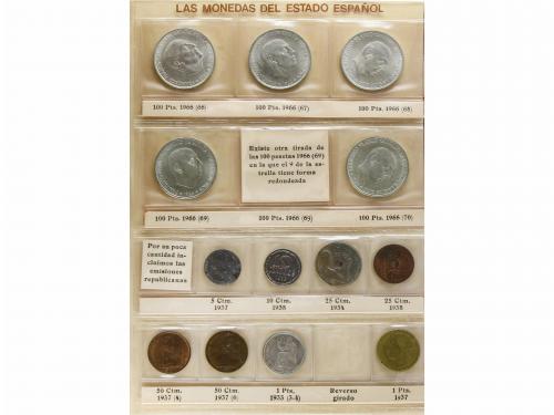 ESTADO ESPAÑOL. Lote centenares de monedas. En tres álbumes.