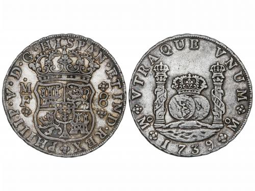 FELIPE V. 8 Reales. 1739. MÉXICO. M.F. 26,40 grs. Columnario