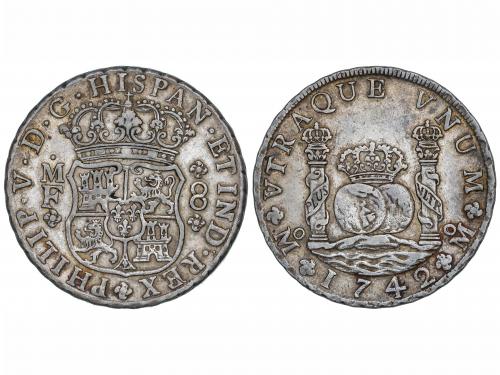 FELIPE V. 8 Reales. 1742/32. MÉXICO. M.F. 26,89 grs. Columna