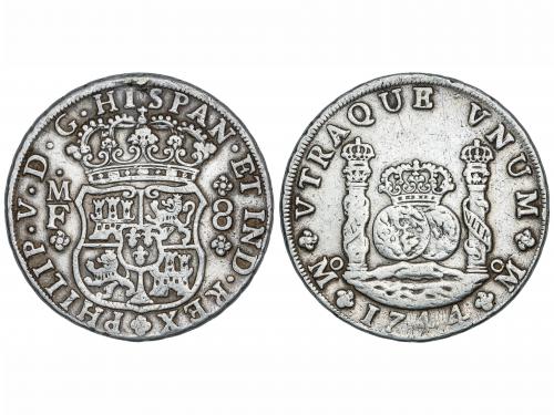 FELIPE V. 8 Reales. 1744. MÉXICO. M.F. 26,74 grs. Columnario