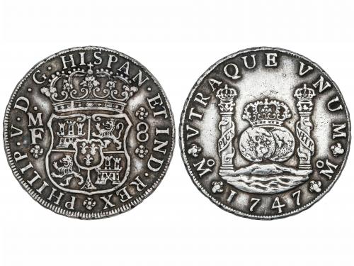 FELIPE V. 8 Reales. 1747. MÉXICO. M.F. 26,82 grs. Columnario