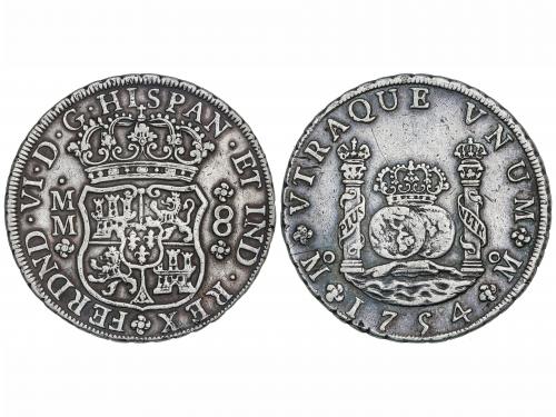 FERNANDO VI. 8 Reales. 1754. MÉXICO. M.M. 26,90 grs. Columna