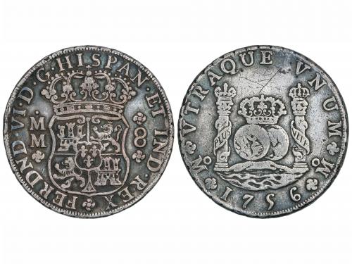 FERNANDO VI. 8 Reales. 1756. MÉXICO. M.M. 26,62 grs. Columna