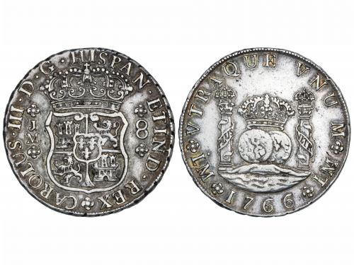 CARLOS III. 8 Reales. 1766. LIMA. J.M. 26,79 grs. Columnario