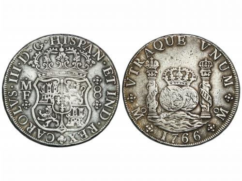 CARLOS III. 8 Reales. 1766. MÉXICO. M.F. 26,80 grs. Columnar