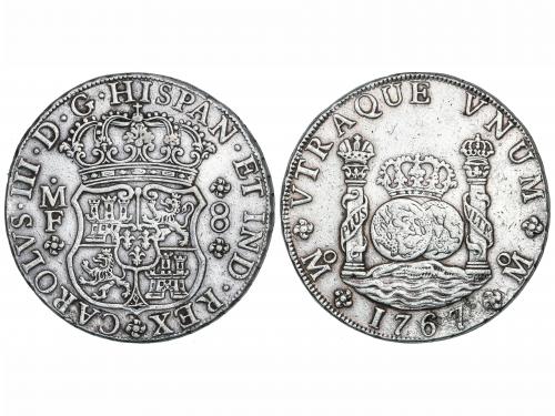 CARLOS III. 8 Reales. 1767. MÉXICO. M.F. 26,90 grs. Columnar