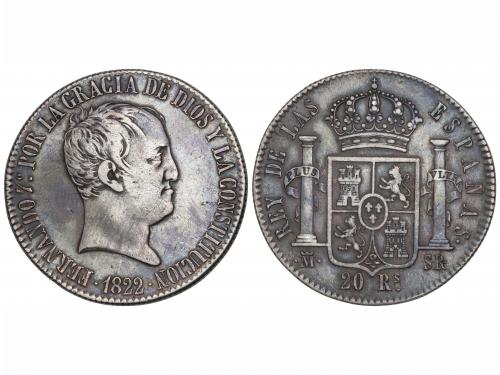FERNANDO VII. 20 Reales. 1822. MADRID. S.R. 26,81 grs. Bonit