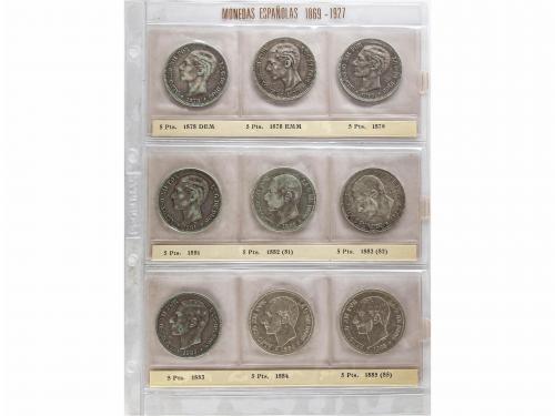 LOTES CENTENARIO. Lote 18 monedas 5 Pesetas. 1870 a 1885. GO