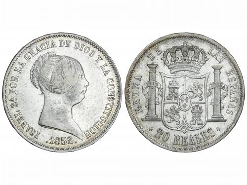 ISABEL II. 20 Reales. 1852. MADRID. 25,96 grs. AC-594. MBC+.