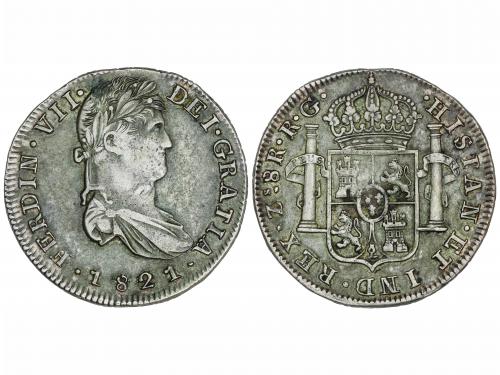FERNANDO VII. 8 Reales. 1821. ZACATECAS. R.G. 26,98 grs. Pát