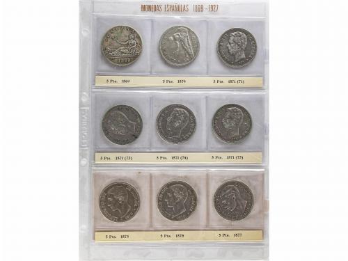 LOTES CENTENARIO. Lote 18 monedas 5 Pesetas. 1870 a 1885. GO