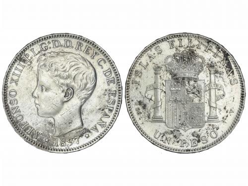 ALFONSO XIII. 1 Peso. 1897. MANILA. S.G.-V. (Oxidaciones, li