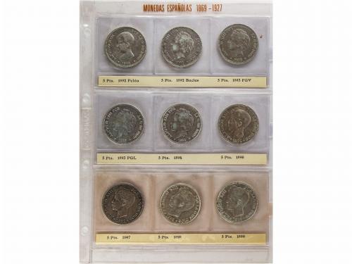 LOTES CENTENARIO. Lote 19 monedas 5 Pesetas. 1871 a 1899. AM
