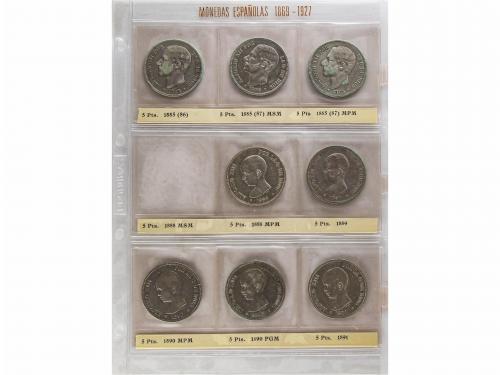 LOTES CENTENARIO. Lote 19 monedas 5 Pesetas. 1871 a 1899. AM