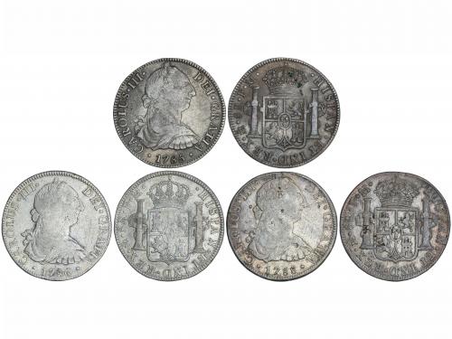 CARLOS III. Lote 3 monedas 8 Reales. 1785, 1786 y 1788. MÉXI