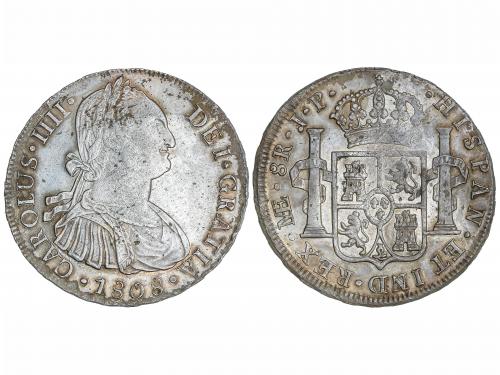 CARLOS IV. 8 Reales. 1808. LIMA. J.P. 26,16 grs. Hojitas. Re