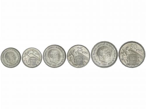 ESTADO ESPAÑOL. Serie 3 monedas 5, 25 y 50 Pesetas. 1957. (*